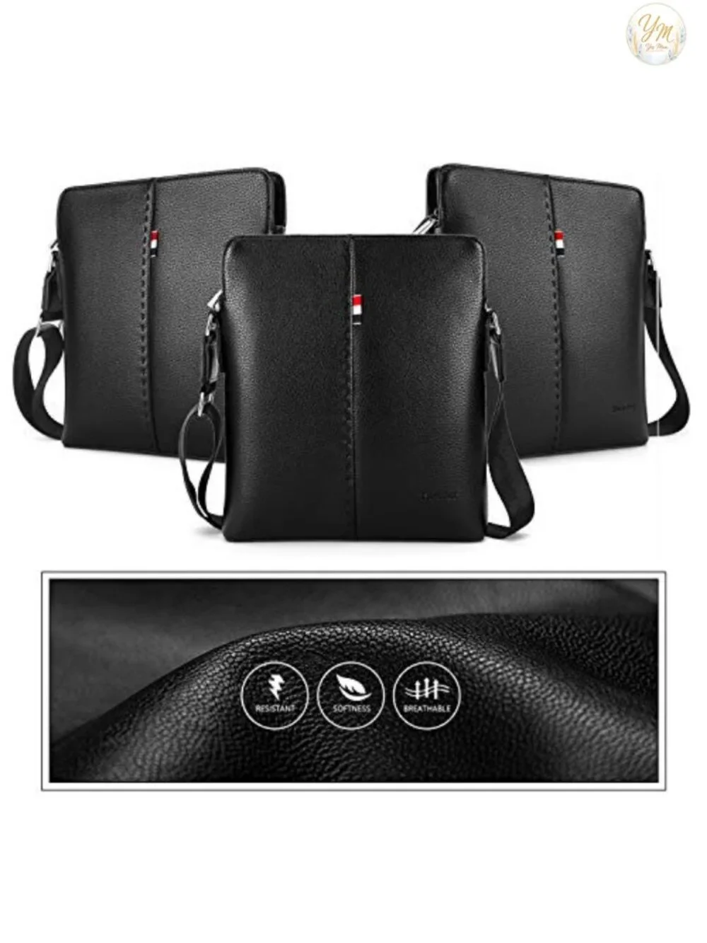 Mens Leather Messenger Bag Crossbody Shoulder Tote Business Travel